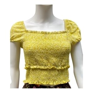 Lush Yellow Print Crop Top